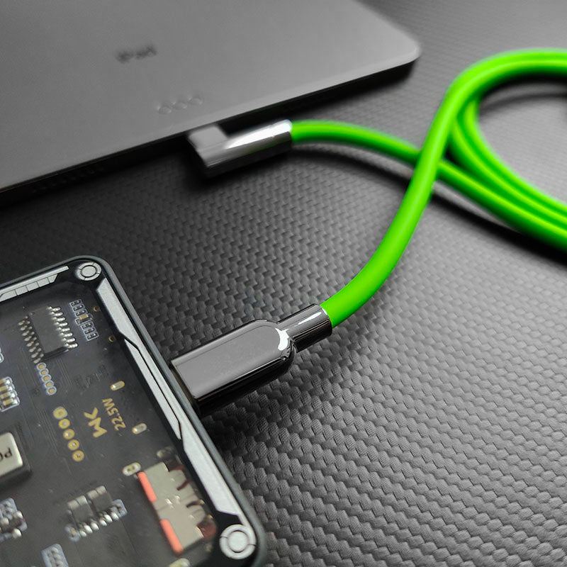 "Thin Chubby" 240W Charging Cable - 90° Elbow Design & Mirrored Connector