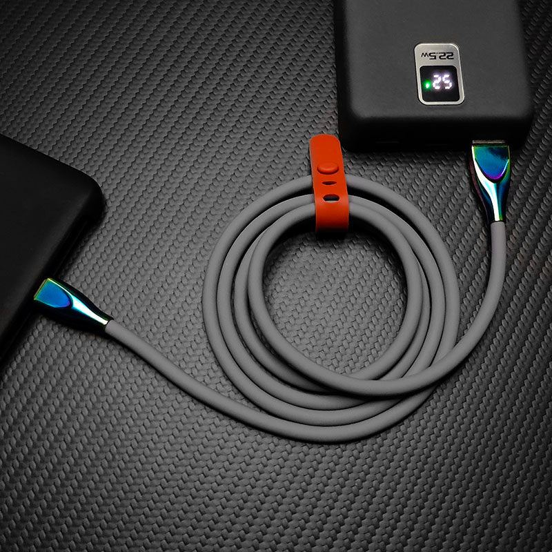 "Thin Chubby" 240W Liquid Silicone Charging Cable With Quenched Colored Connector