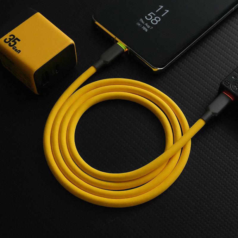 "Thin Chubby" 240W Smart Light Charging Cable With Mirrored & Frosted Connector