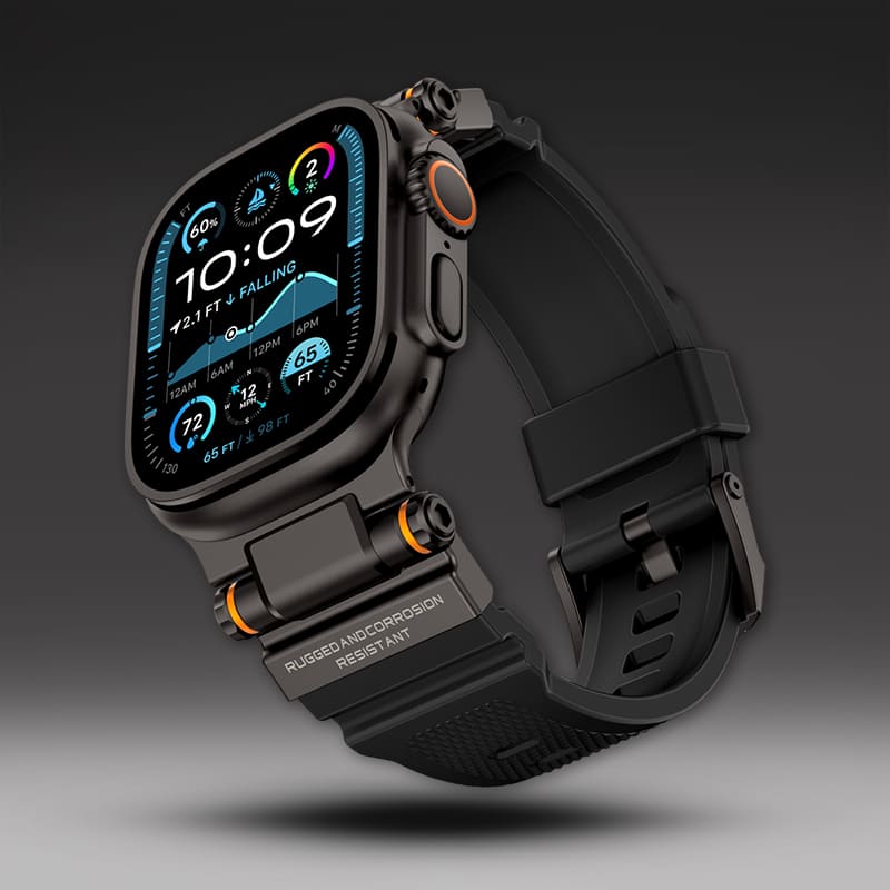 "Titanium Engraving" Silicone Band With Titanium Connector For Apple Watch