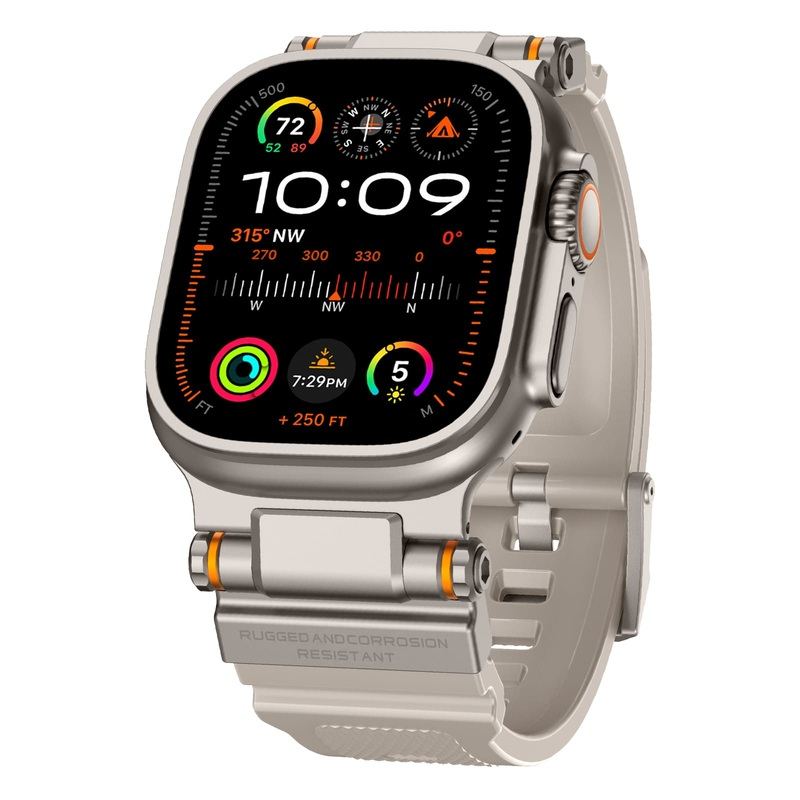 "Titanium Engraving" Silicone Band With Titanium Connector For Apple Watch