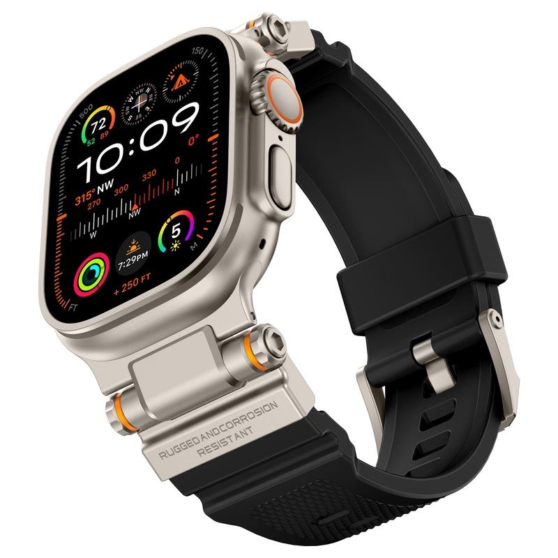 "Titanium Engraving" Silicone Band With Titanium Connector For Apple Watch