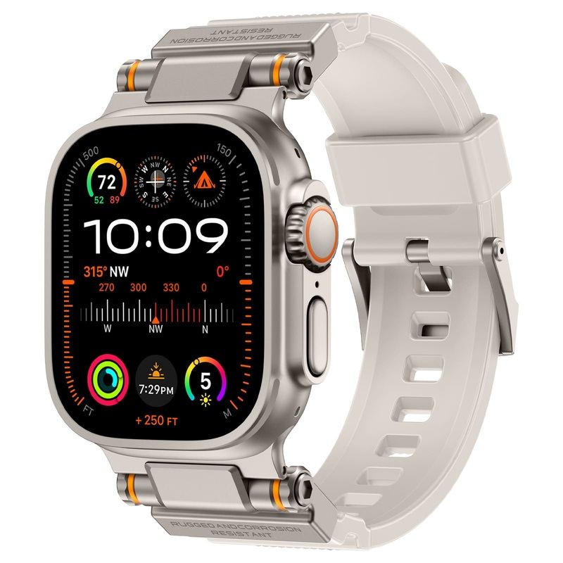 "Titanium Engraving" Silicone Band With Titanium Connector For Apple Watch