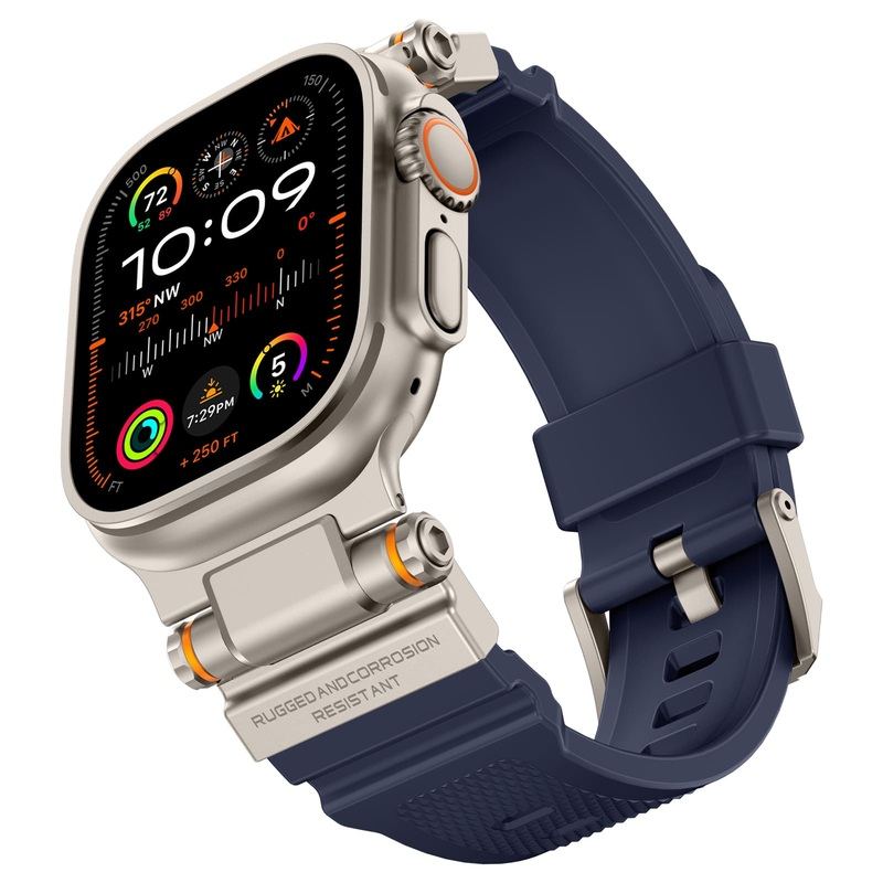 "Titanium Engraving" Silicone Band With Titanium Connector For Apple Watch