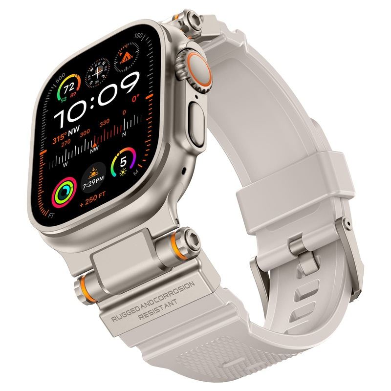 "Titanium Engraving" Silicone Band With Titanium Connector For Apple Watch