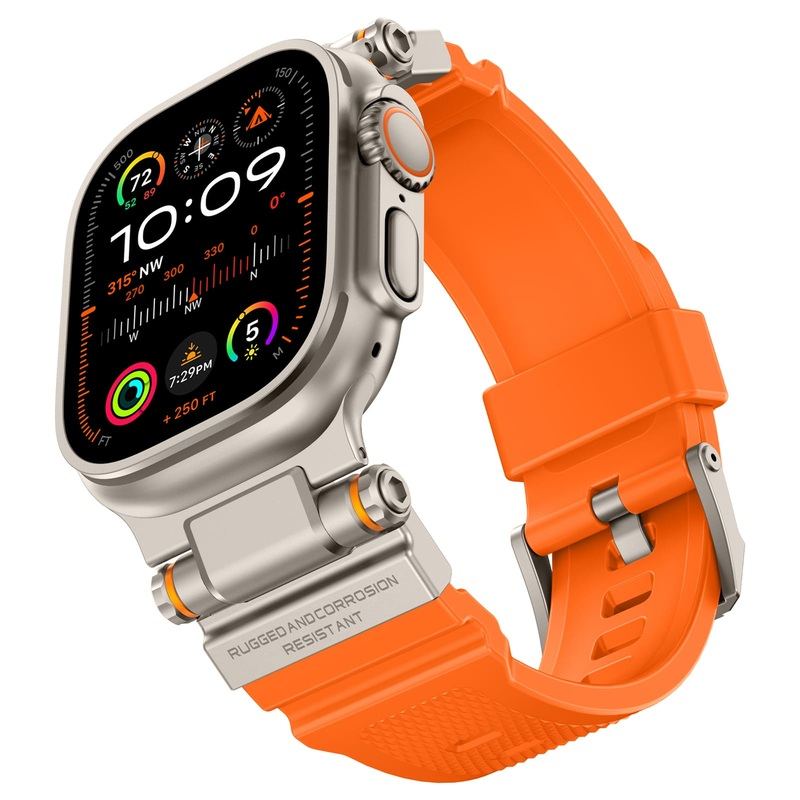 "Titanium Engraving" Silicone Band With Titanium Connector For Apple Watch