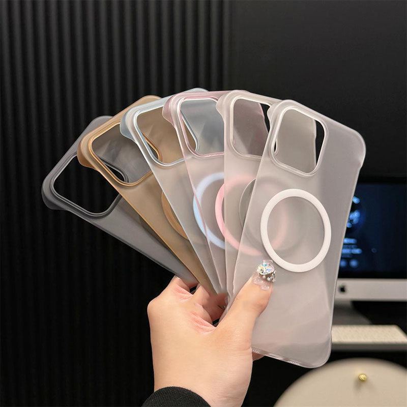 Ultra-Thin Borderless Frosted Magnetic Phone Case For iPhone