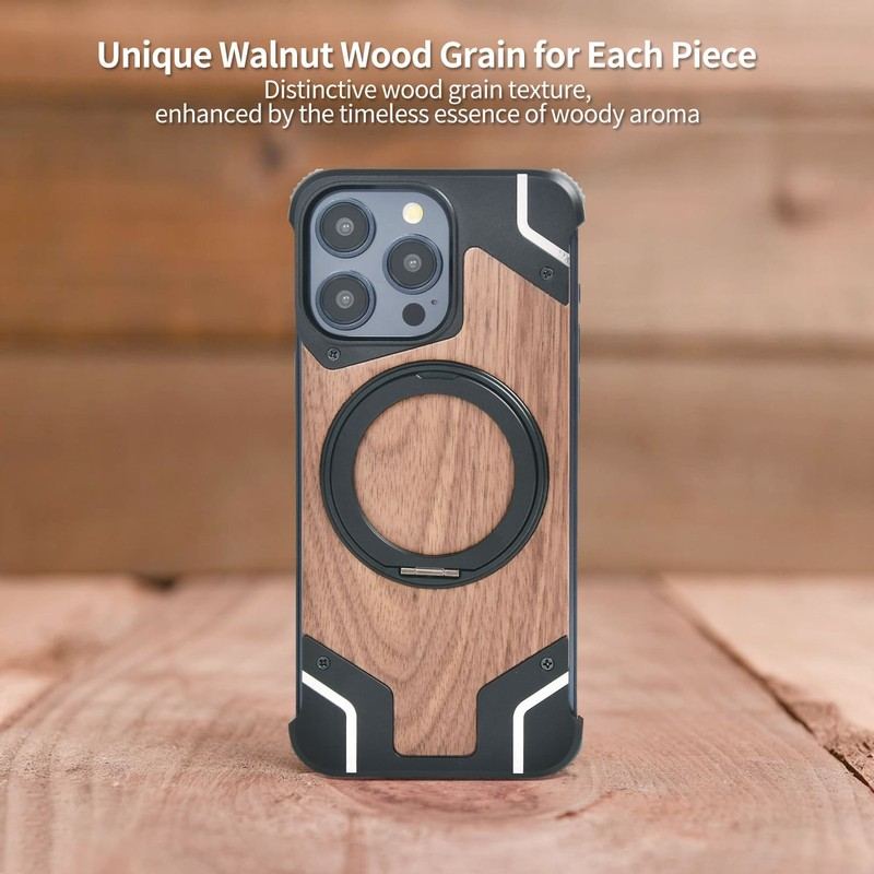 Walnut MagArmor Metal Frame Case – Magnetic Bumperless Shield for iPhone