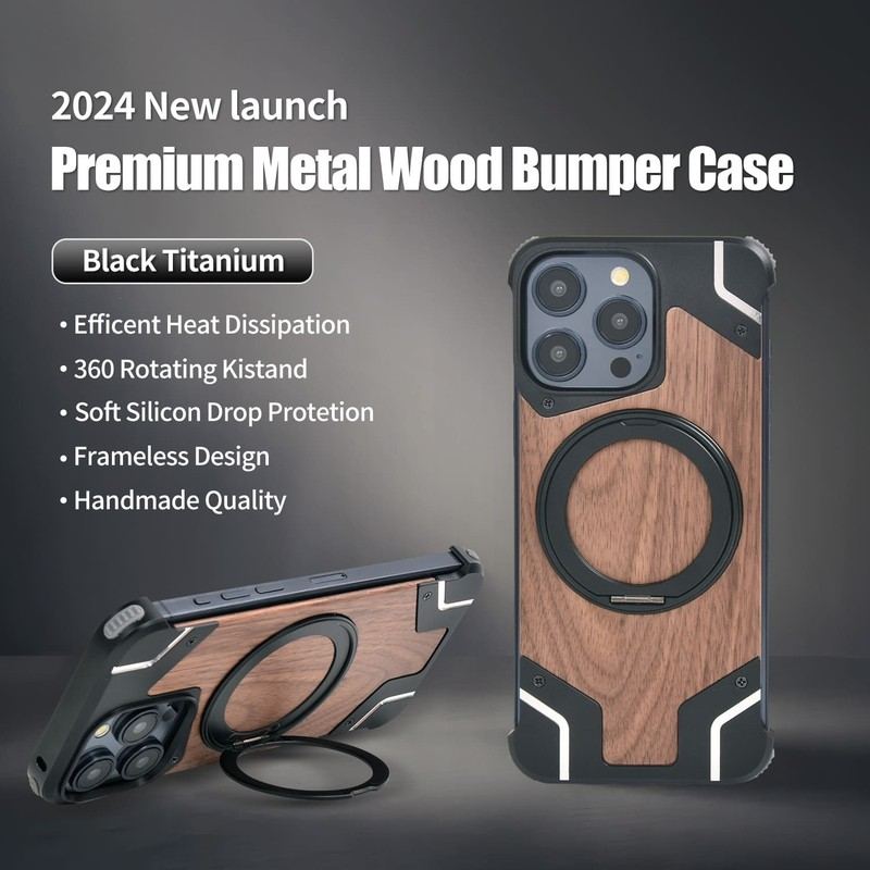 Walnut MagArmor Metal Frame Case – Magnetic Bumperless Shield for iPhone