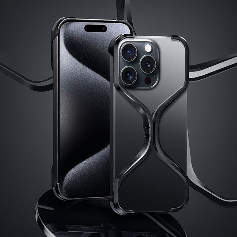 X-Shaped Metal Hollow Frameless Phone Case Designed For iPhone