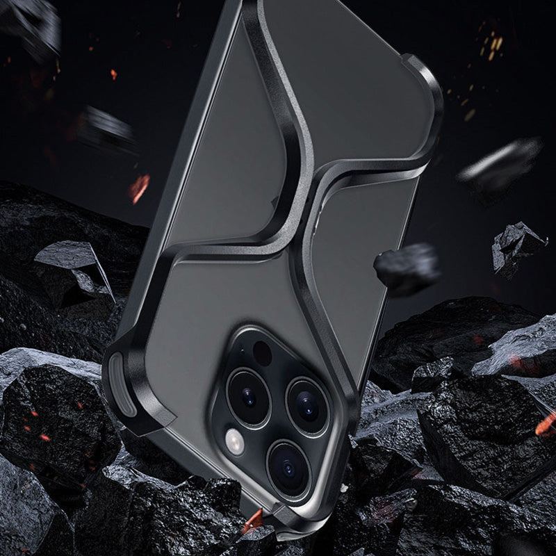 X-Shaped Metal Hollow Frameless Phone Case Designed For iPhone