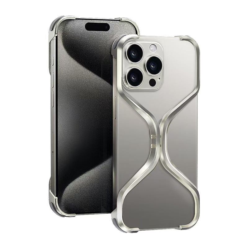 X-Shaped Metal Hollow Frameless Phone Case Designed For iPhone
